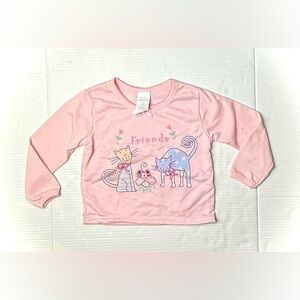 Vintage Snugabye Girls 3T Toddler Pink Long Sleeve‎ Shirt Graphic Friends Cats